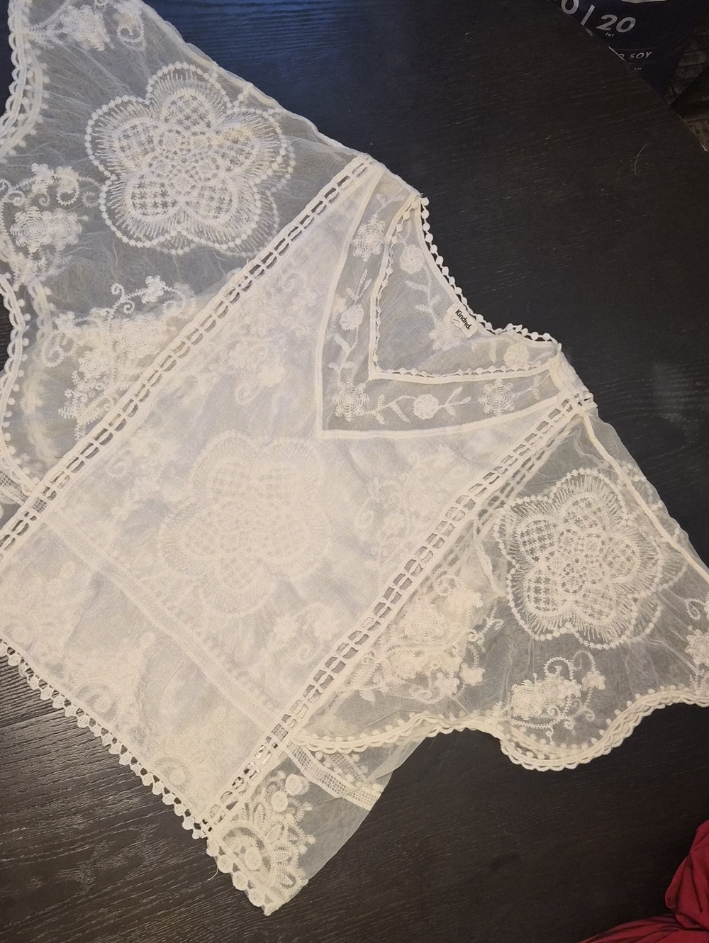 Sheer White Floral Lace V-Neck
